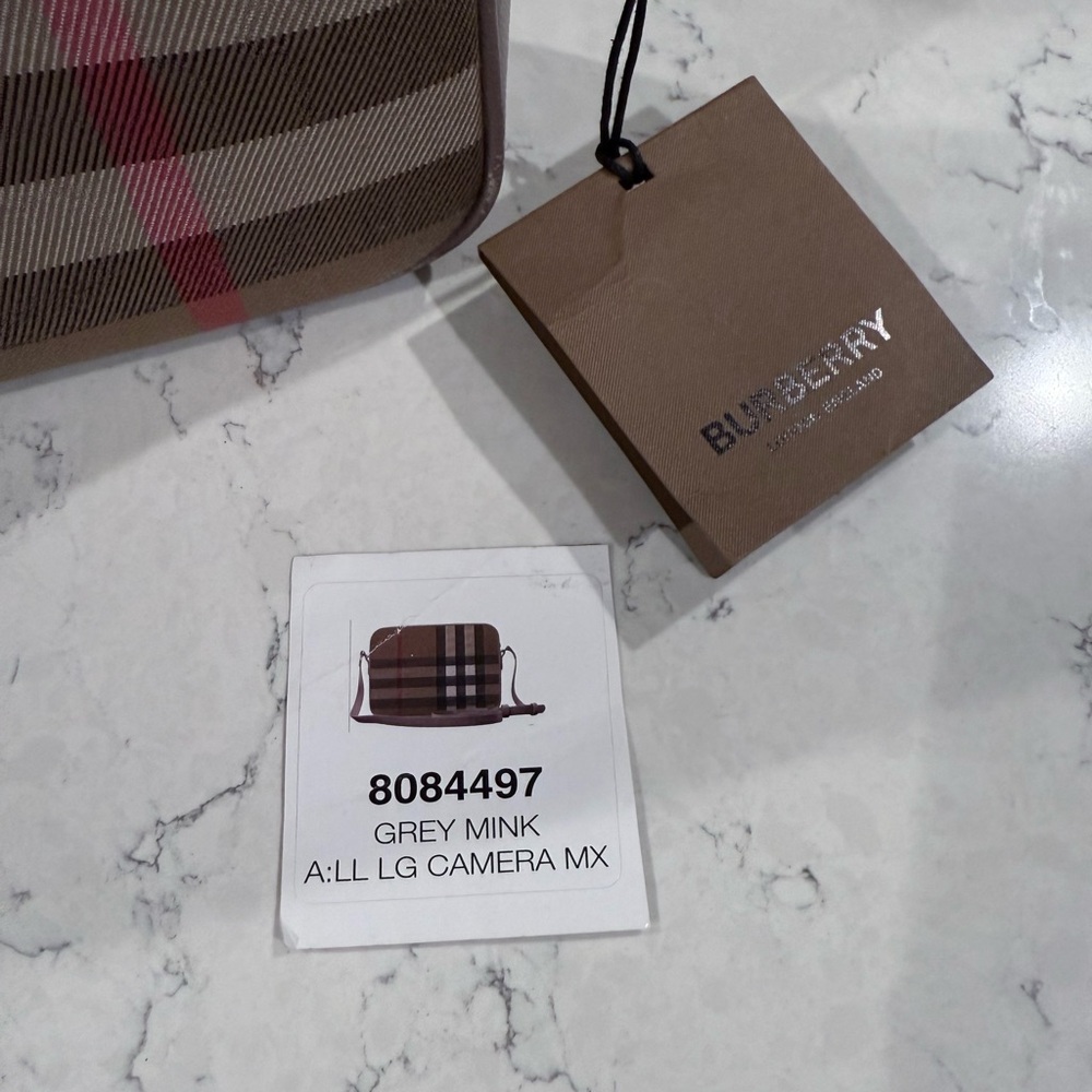 Burberry Gray Mink Camera Bag with Check Pattern - Picture 2 of 13